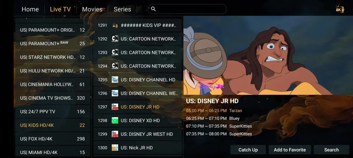 IPTV Toronto streaming app preview screen