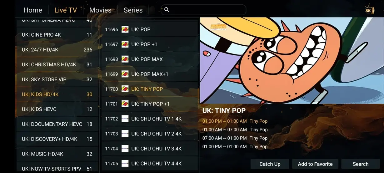 IPTV Toronto streaming app preview screen